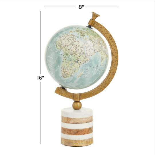 16" Blue Ceramic & Metal Coastal Globe